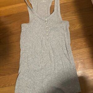Light Grey Buttoned Tank Top Racerback Aerie XS